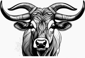 Texas Long horn with IR on the forehead tattoo idea
