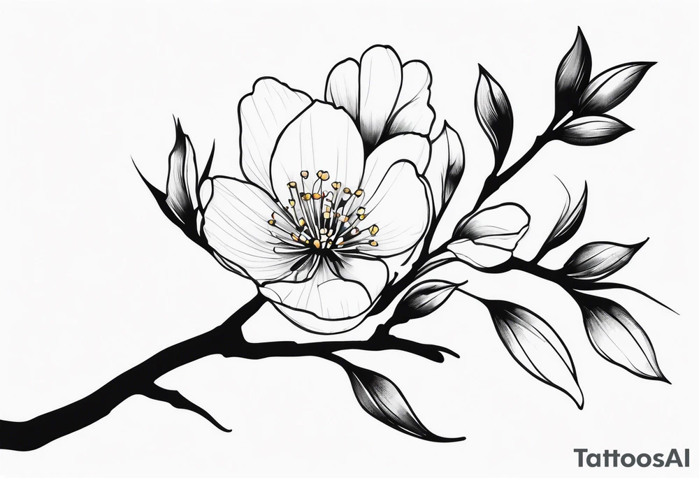 long Cherry blossum branch, from shoulder to wrist, blossom fully at the end tattoo idea