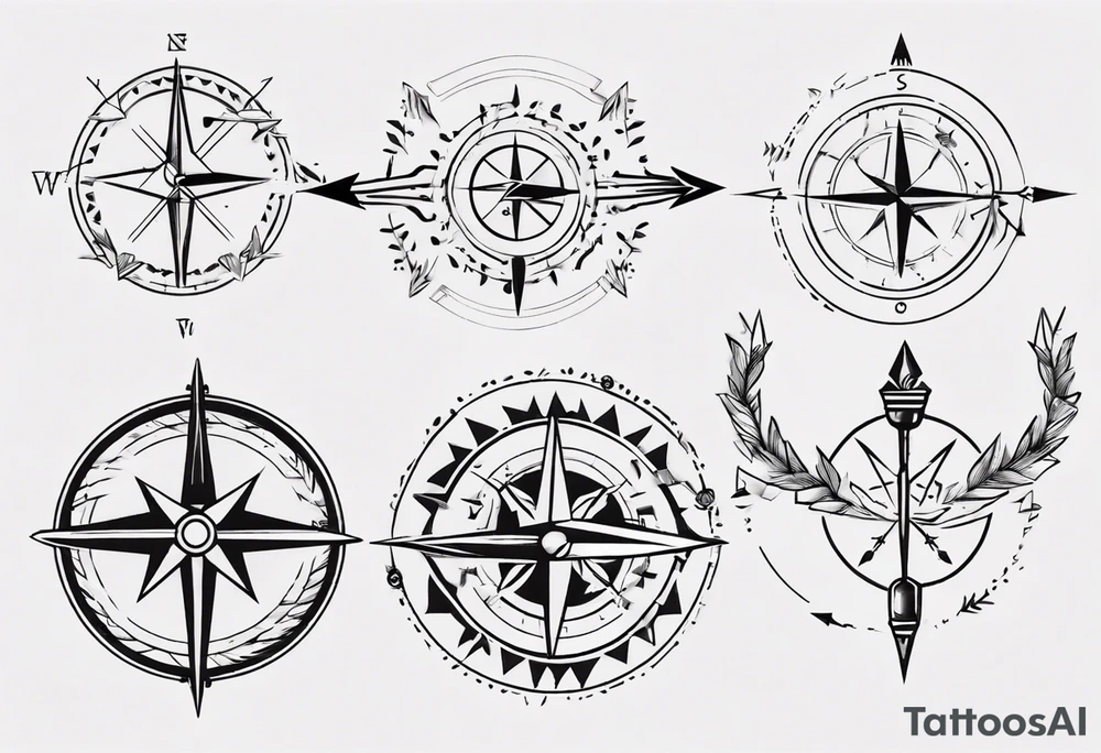 arrow with compass tattoo idea