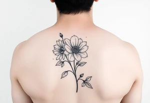 Single flower bouquet with Chrysanthemum and honeysuckle flower tattoo idea
