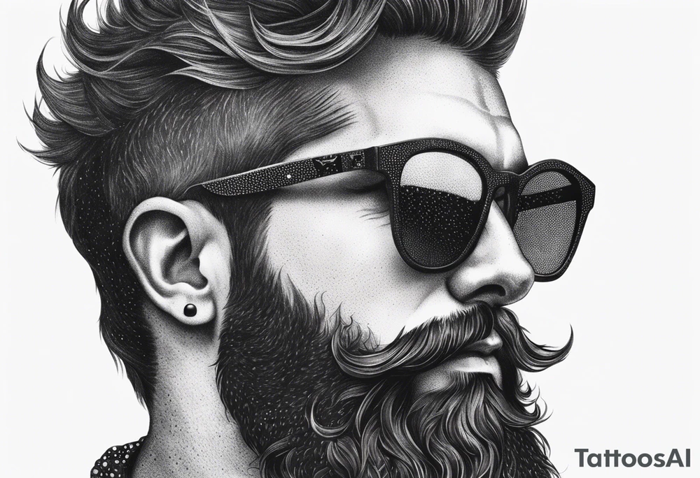 capricorn with beard and sunglasses tattoo idea