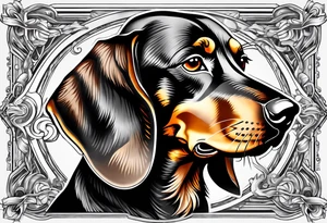 Black, brown and white dashchund tattoo idea