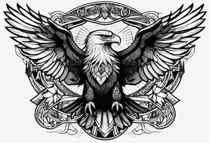 Black and white eagle chest tattoo idea