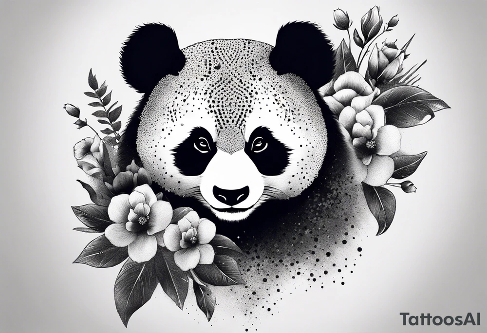 Punk Panda with flowers tattoo idea