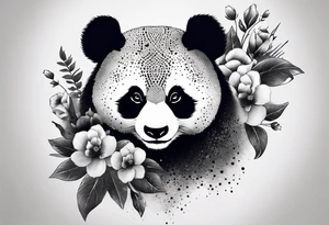 Punk Panda with flowers tattoo idea