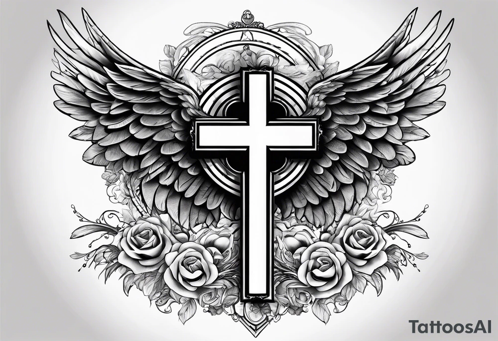 Rest in peace mom
cross with angel wings tattoo idea