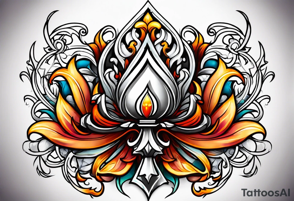 Fleur de lys celtique en flamme tattoo idea