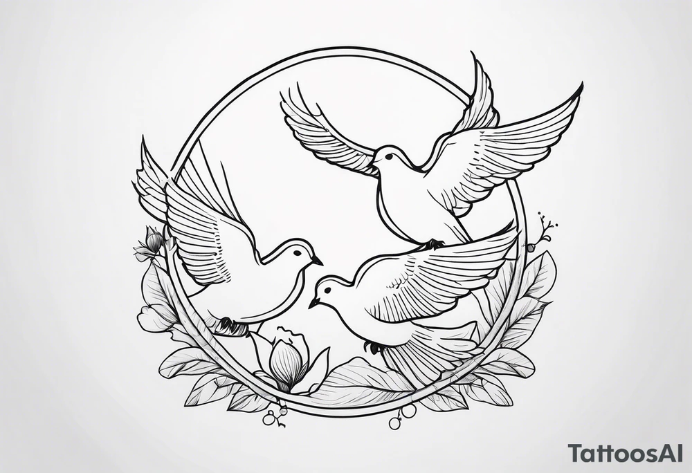 dainty, fine line, dove family tattoo idea