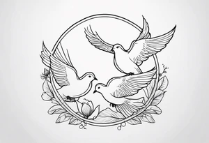 dainty, fine line, dove family tattoo idea