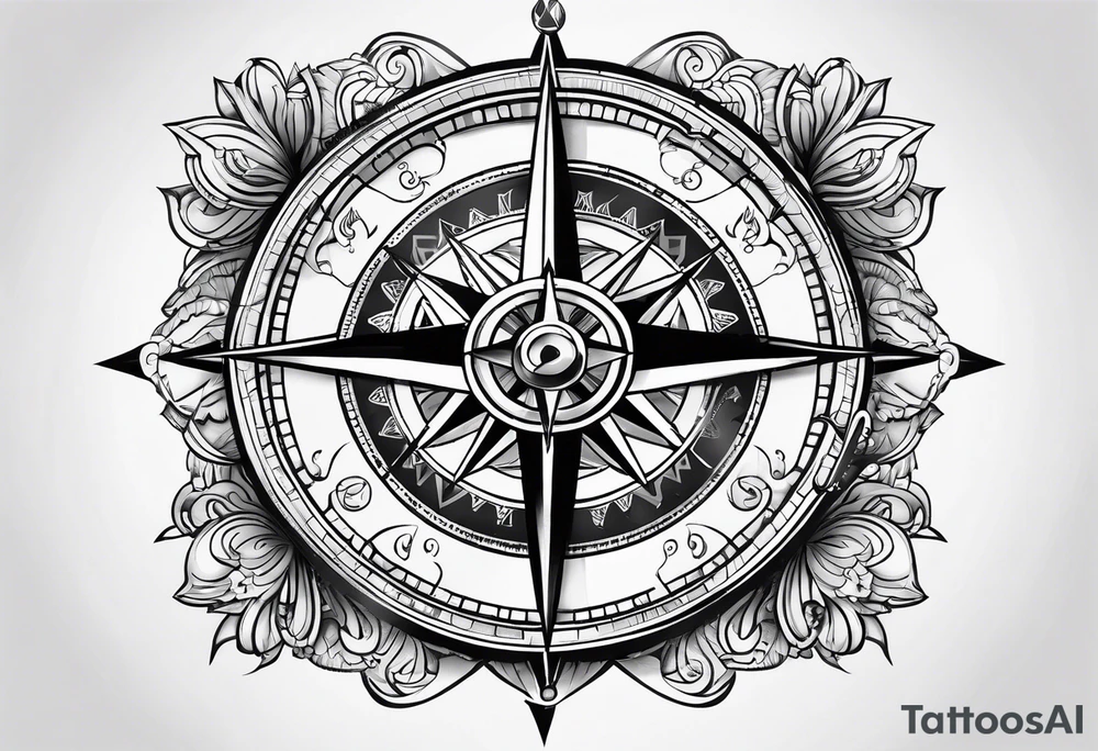 compass on a hand tattoo idea
