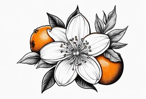A simple orange blossom and orange slice tattoo idea