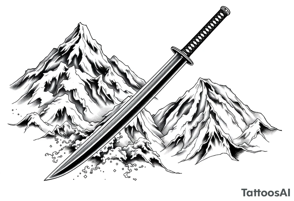 Japanese katana, cutting mountains tattoo idea