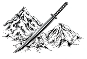 Japanese katana, cutting mountains tattoo idea