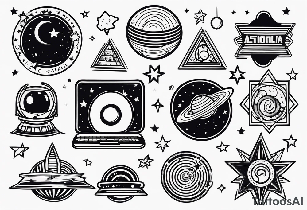 tecnologia e astronomia varias pequenas tattoo idea