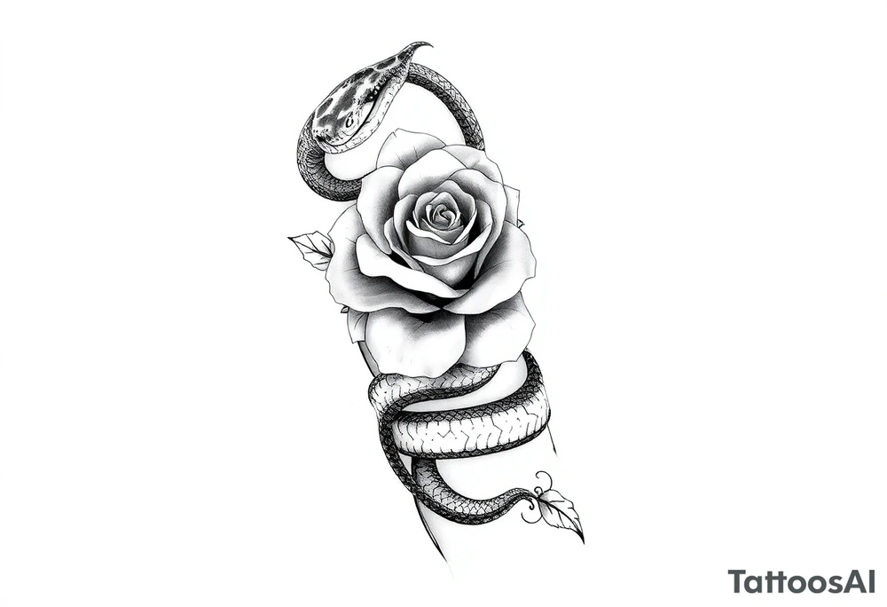 Snake with rose tattoo idea