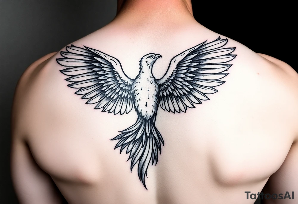 Pheonix flying  realistic tattoo idea