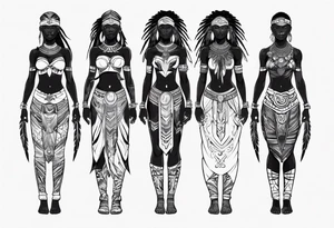 African female warrior full body angelic
slim face tattoo idea