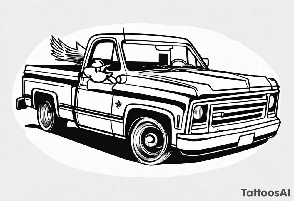 Duck driving a Silverado tattoo idea
