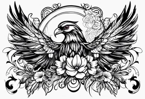 western patter with feathers and flowers for hip tattoo idea