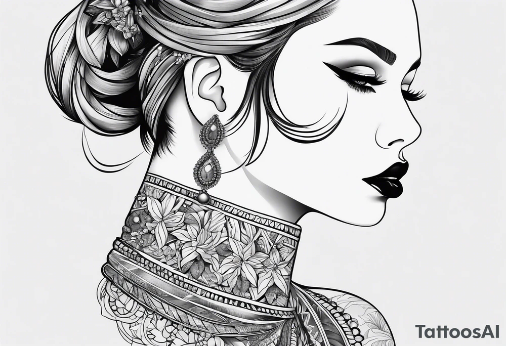 Non portrait feminine throat tattoo idea