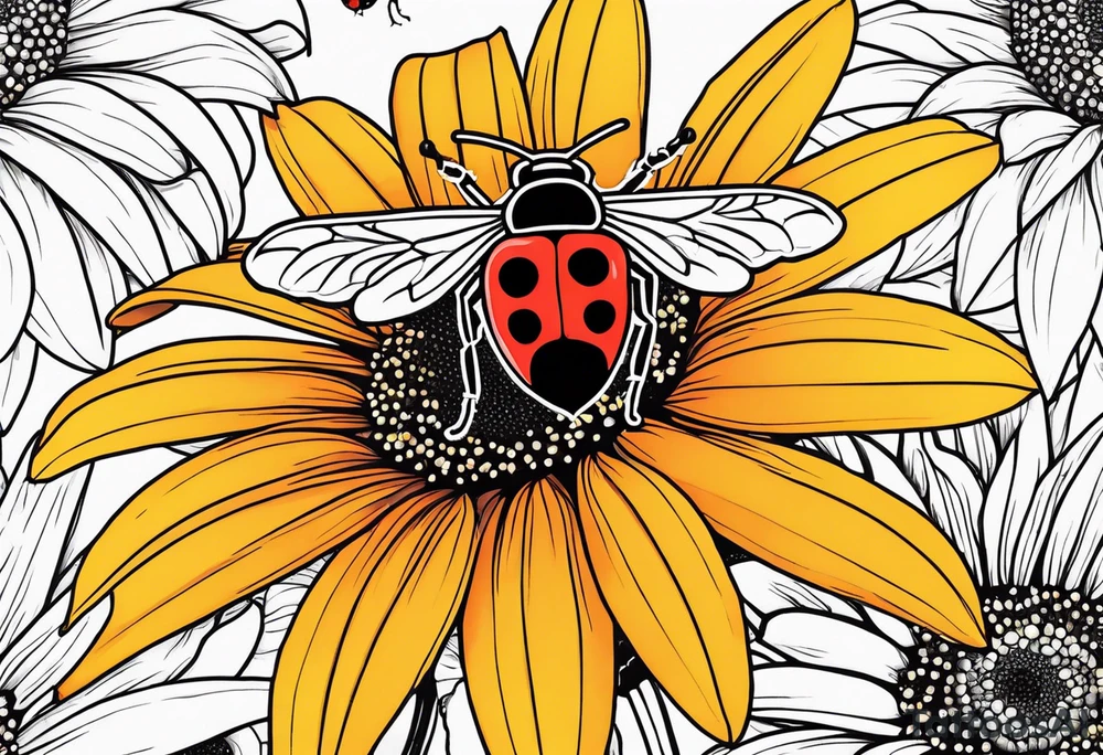 gerber daisy sunflower lilly bee and a
 lady bug tattoo idea