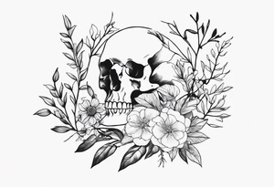 Spine bones, branches, flowers tattoo idea