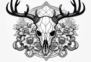Deer skull with octopus intertwined tattoo idea