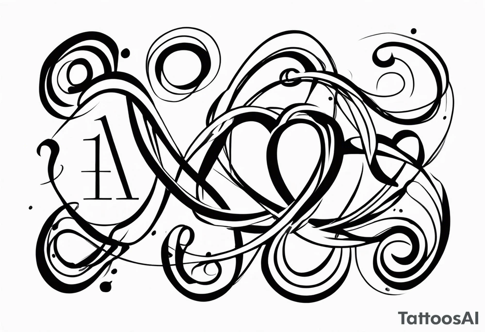 The numbers 20, 5, and 28 intertwined tattoo idea