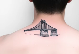 Fine line tattoo of the fort Duquesne bridge with vintage vibes tattoo idea