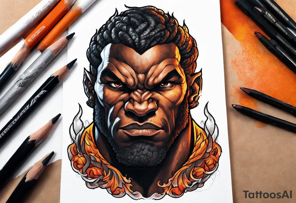 Balrog flexing, wreathed in flame tattoo idea