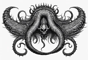 medieval bony demonic centipede warped on the collar bone with a fine point and sketch style tattoo idea