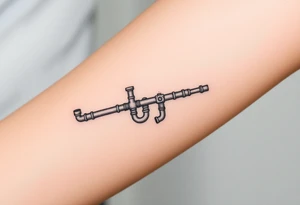 extremely detailed system of small plumbing pipes with each pipe ending without a curved pipe tattoo idea