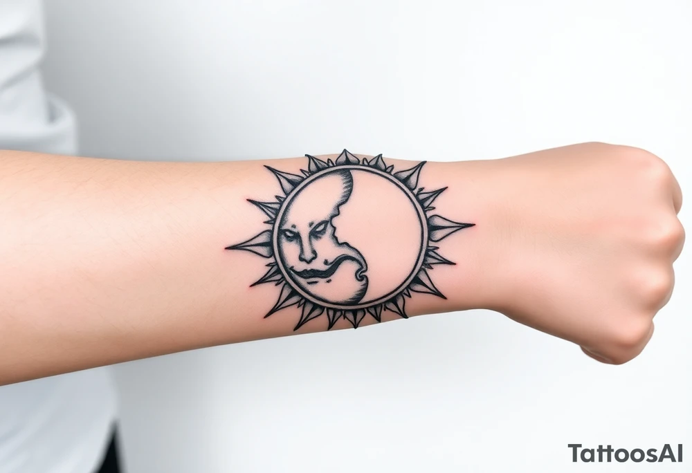 diabolic moon and sun tattoo idea