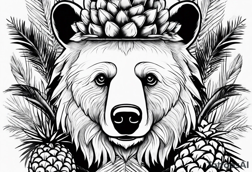 Bear loves pineapples and coconuts tattoo idea