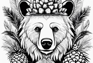 Bear loves pineapples and coconuts tattoo idea