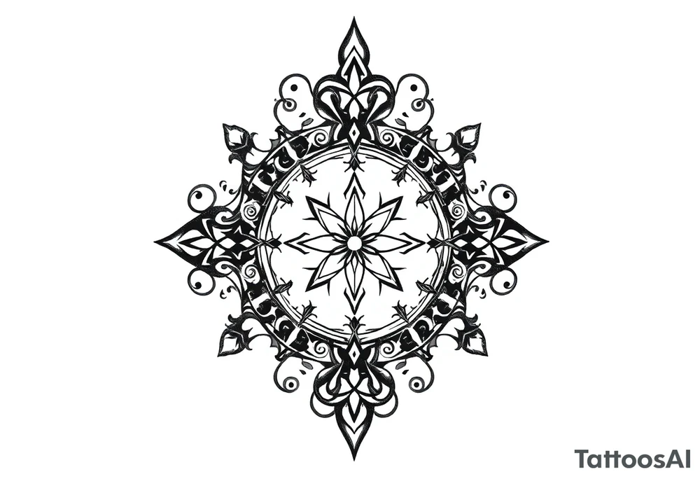 mytical shaman and witch ancient ornament with runes tattoo idea