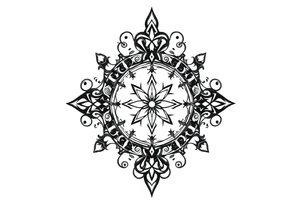 mytical shaman and witch ancient ornament with runes tattoo idea