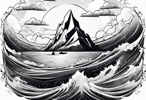 ice berg floating with a diver swimming below it tattoo idea