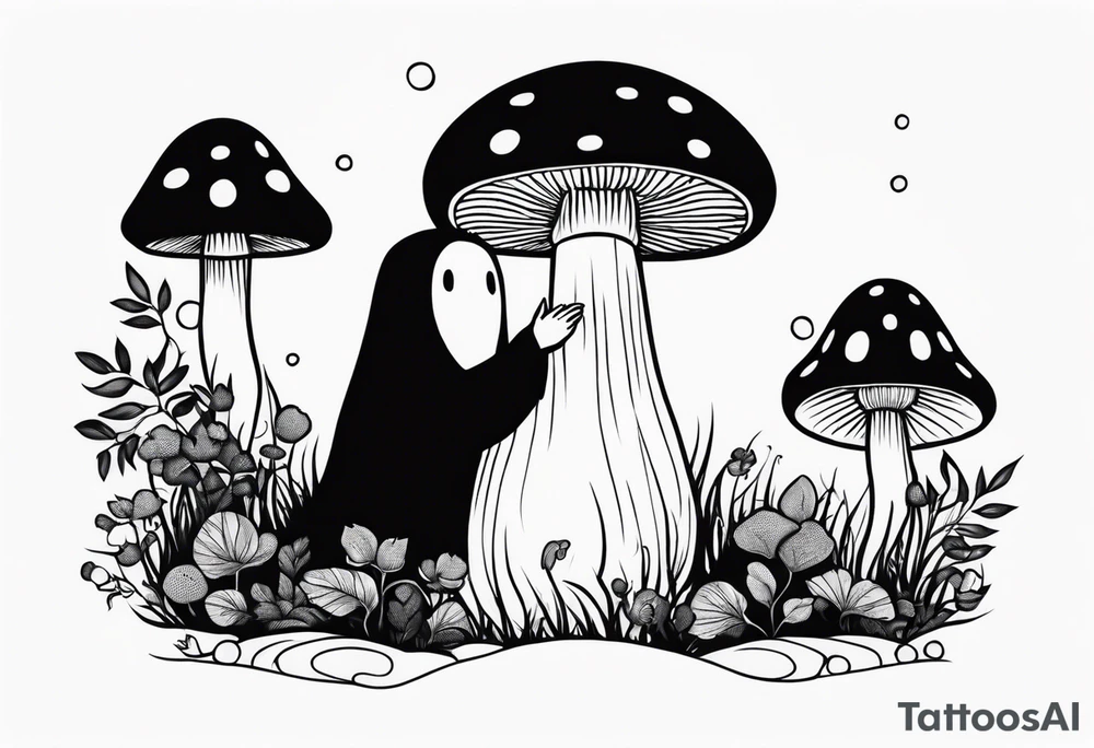No face, mushroom, cartoon style tattoo idea