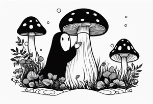 No face, mushroom, cartoon style tattoo idea