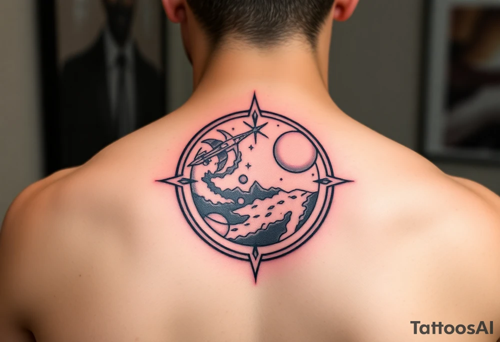 round tattoos with space theme. It can have red color tattoo idea