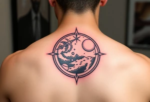 round tattoos with space theme. It can have red color tattoo idea