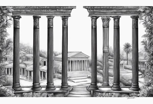 Roman pillars in the distance tattoo idea