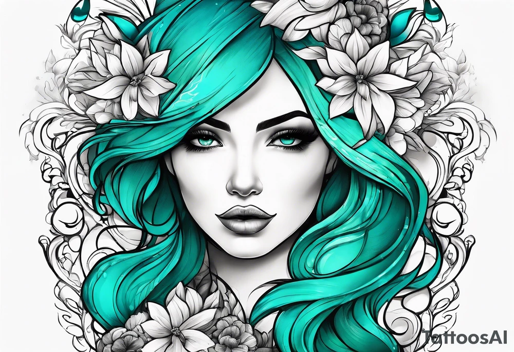 The name Drew with teal tattoo idea