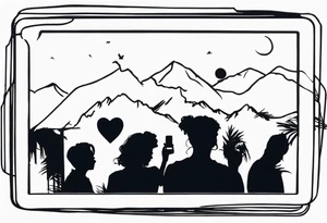 polaroid-picture silhouette with friends tattoo idea