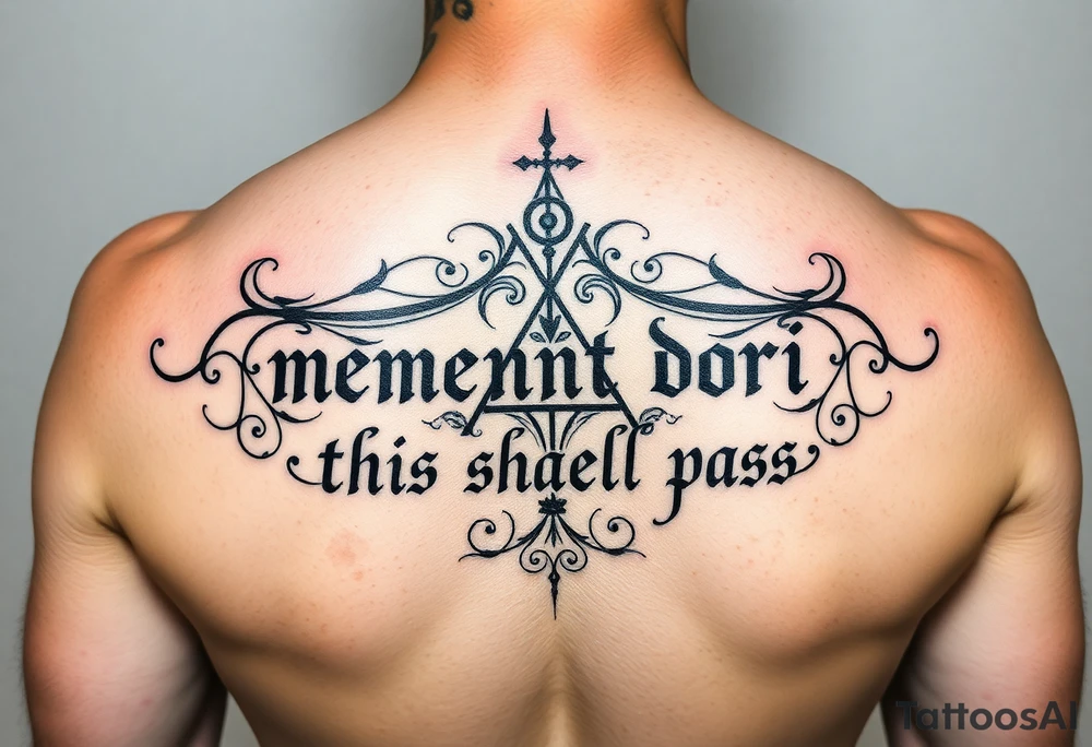 Ambigram of “memento mori” and “this shall pass” tattoo idea