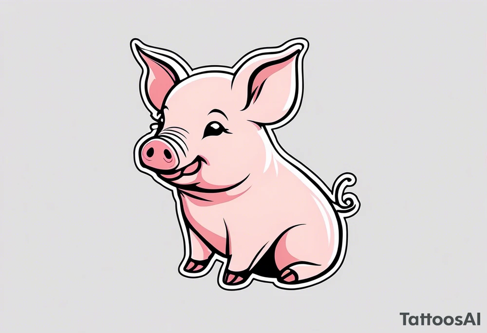cute piglet with text 'friends not food' tattoo idea