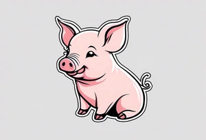 cute piglet with text 'friends not food' tattoo idea