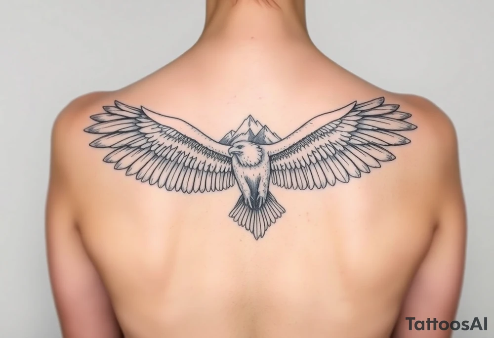 majestic eagle spreading wings against mountain peaks tattoo idea majestic eagle spreading wings against mountain peaks tattoo idea