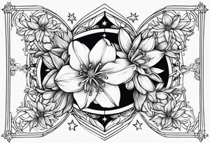 Larkspur, narcissus and stars tattoo idea